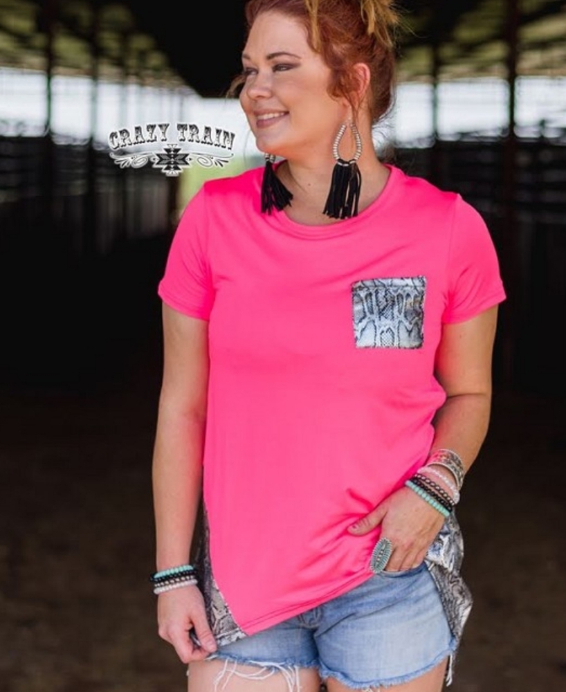 COME SLITHER BACKDROP TOP ** NEON PINK / PYTHON